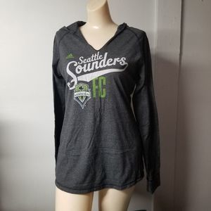 Sounders gray long sleeve hoodie medium M shirt cotton blend